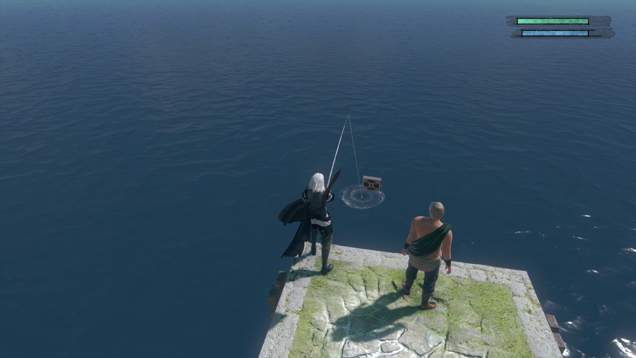 Nier Replicant fishing in Seafront