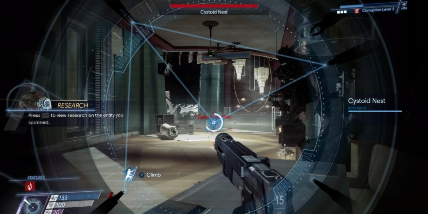 Prey scanning cystoid nest with the psychoscope