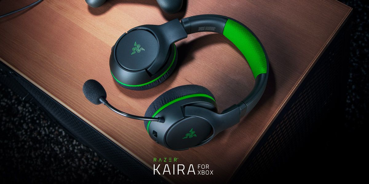 A promotional image for the Razer Kaira Headset.