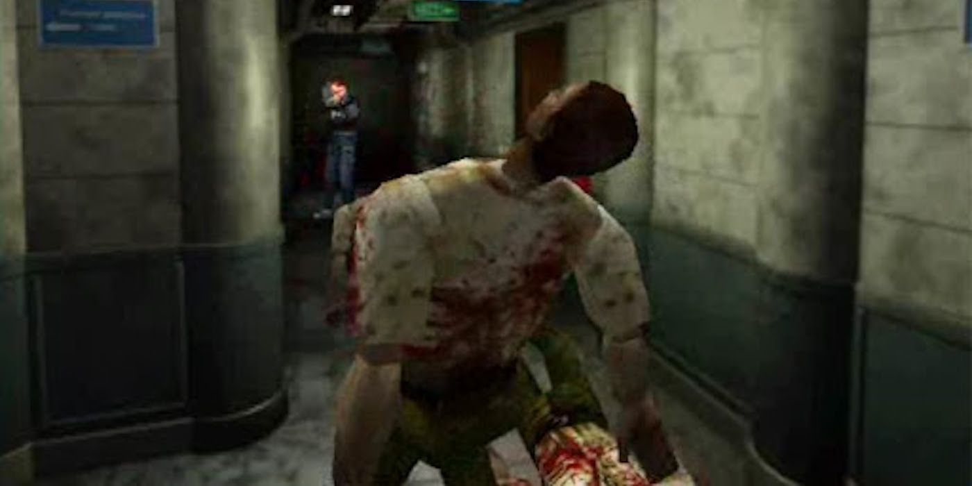 Resident Evil 2 leon shooting zombie