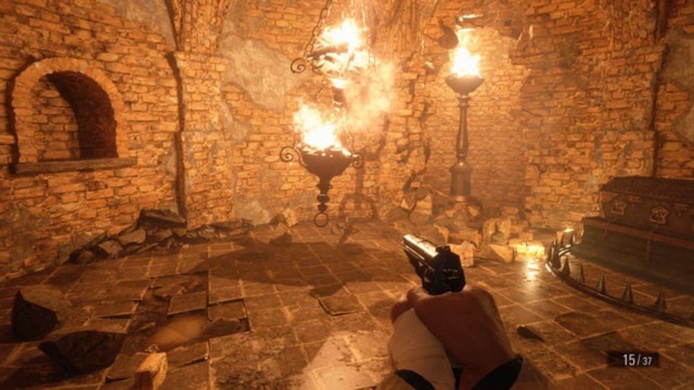 A secret chamber in Castle Dimitrescu in Resident Evil Village.