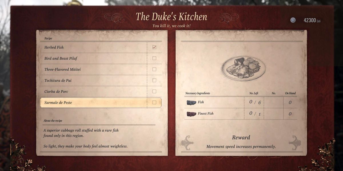 The unlockable recipe that boosts Ethan's speed.