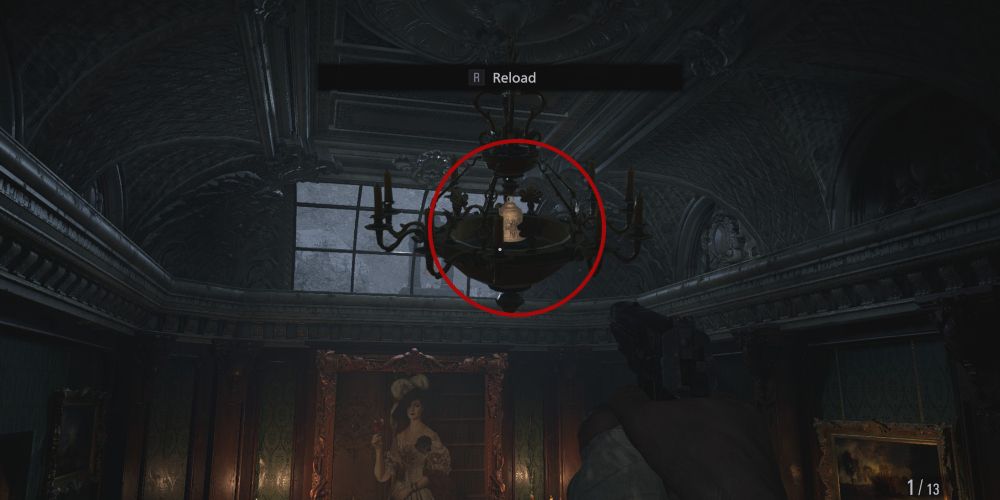 re8 bell in chandelier in atelier