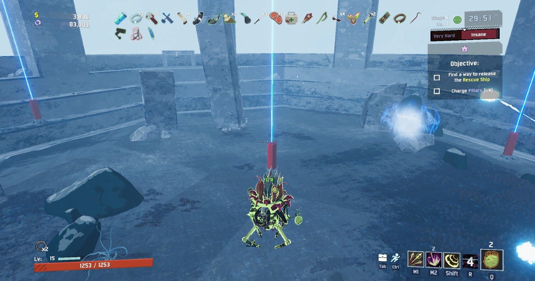 Rex from Risk of Rain 2 at the game's final boss