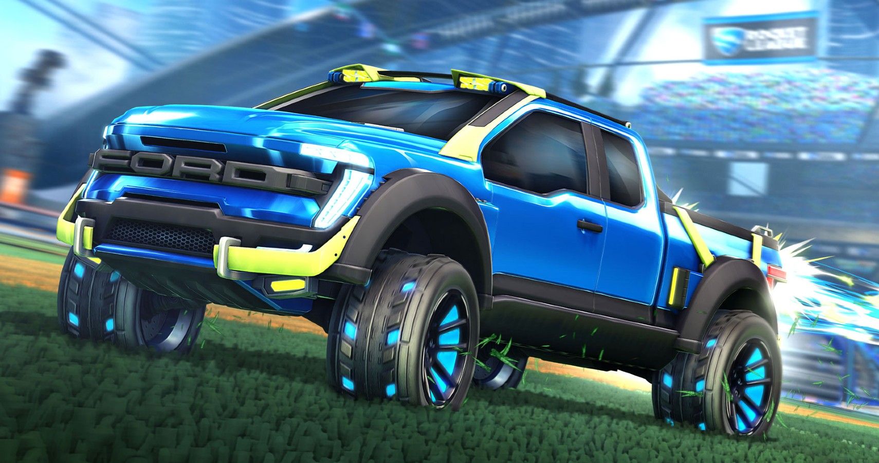 Rocket League blue Ford truck