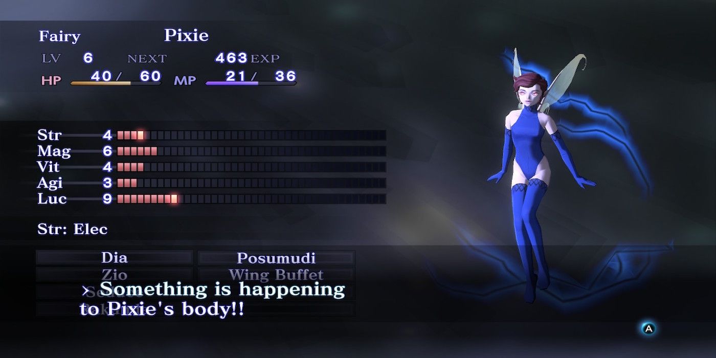 Pixie about to evolve from Shin Megami Tensei III HD