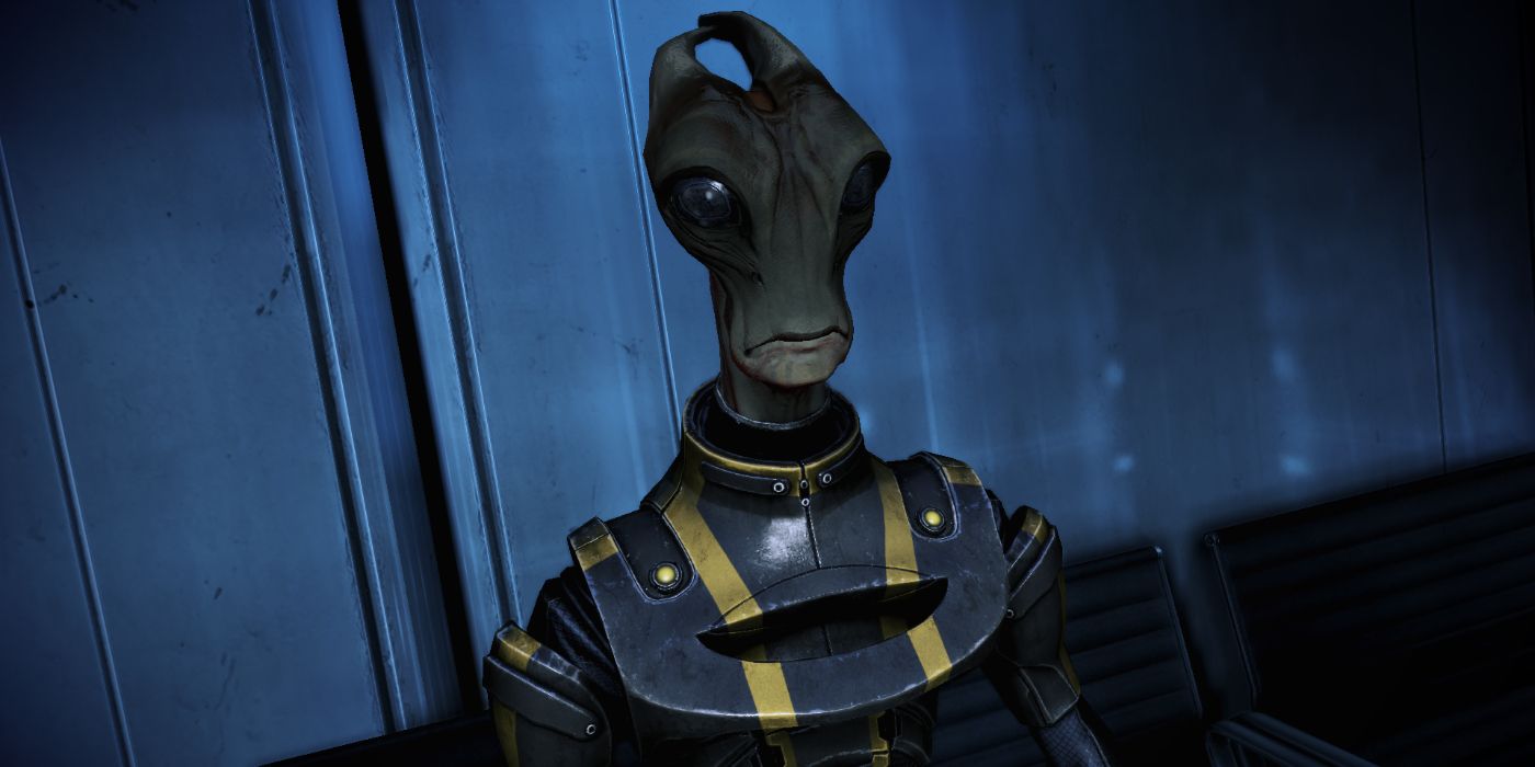 The Salarian Spectre, Jondum Bau, stood by the Citadel Embassies.