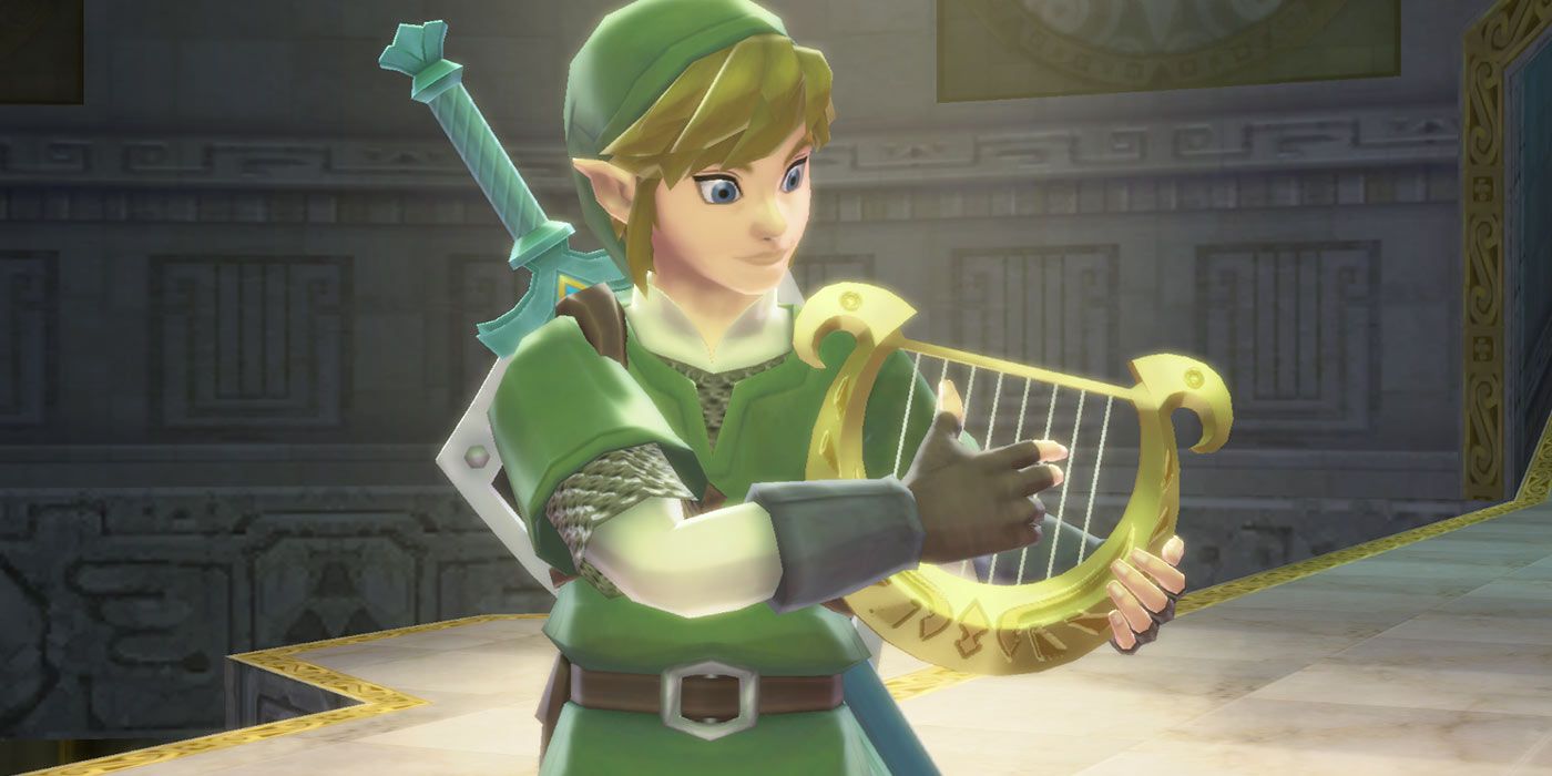 Skyward Sword Link Playing Golden Harp
