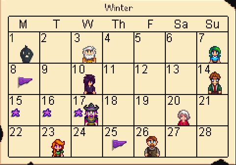 Stardew Valley calendar