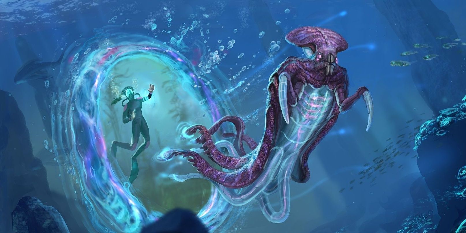 Art of a Warper teleporting a player