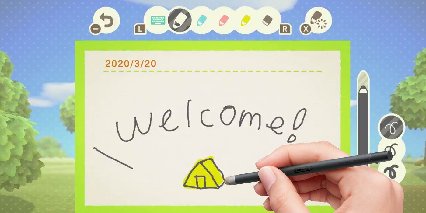 Animal Crossing Hand Holding Stylus Welcome Message