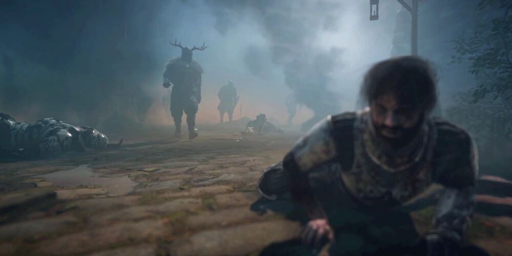 Viking Leader Approaches A Wounded Civilian