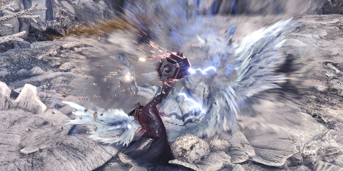 Monster Hunter World: Hitting A Monster Full-Force In The Head With A Hammer