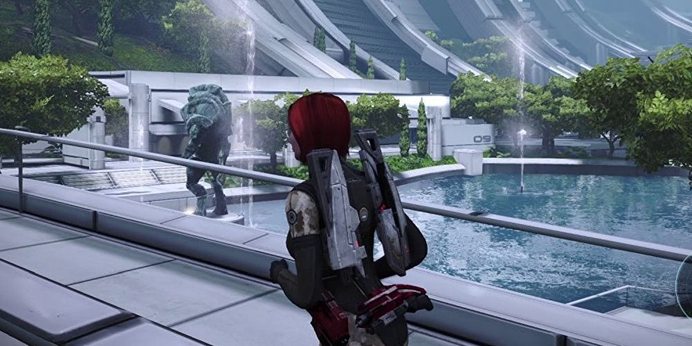 Mass Effect Legendary Edition female Shepard exploring