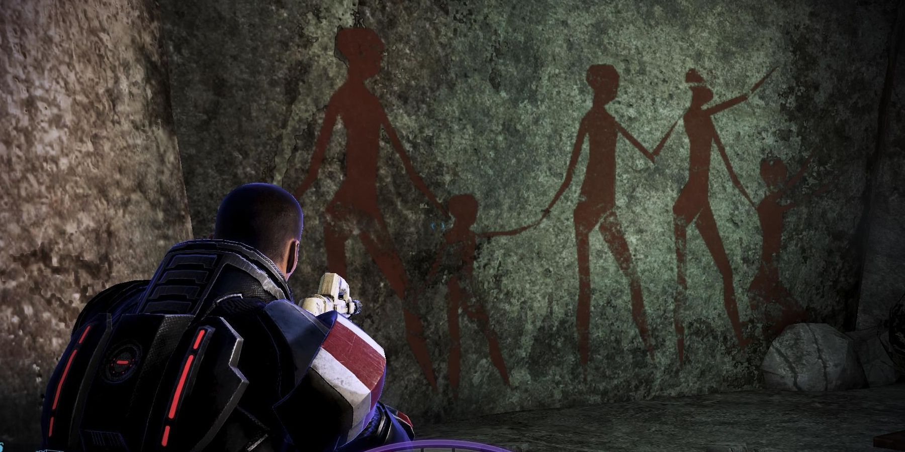 Shepard with cave paintings.