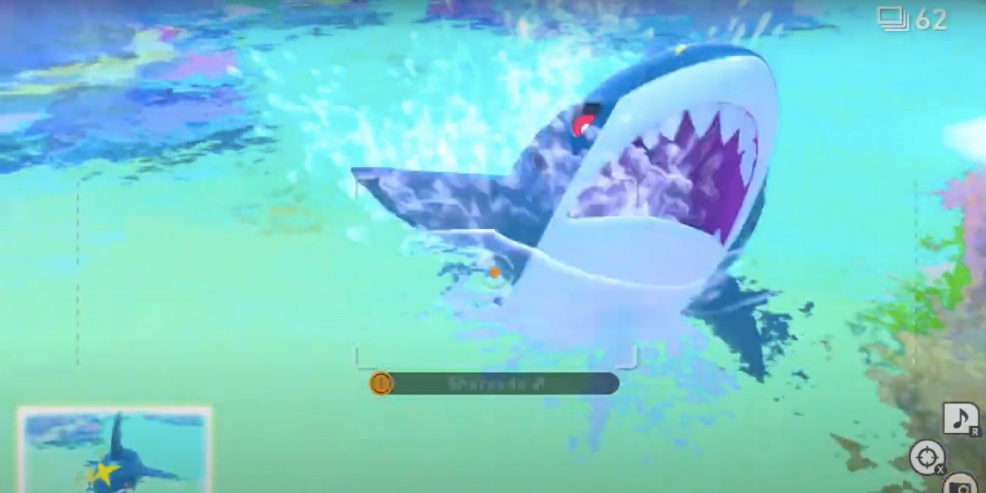 sharpedo with its mouth open