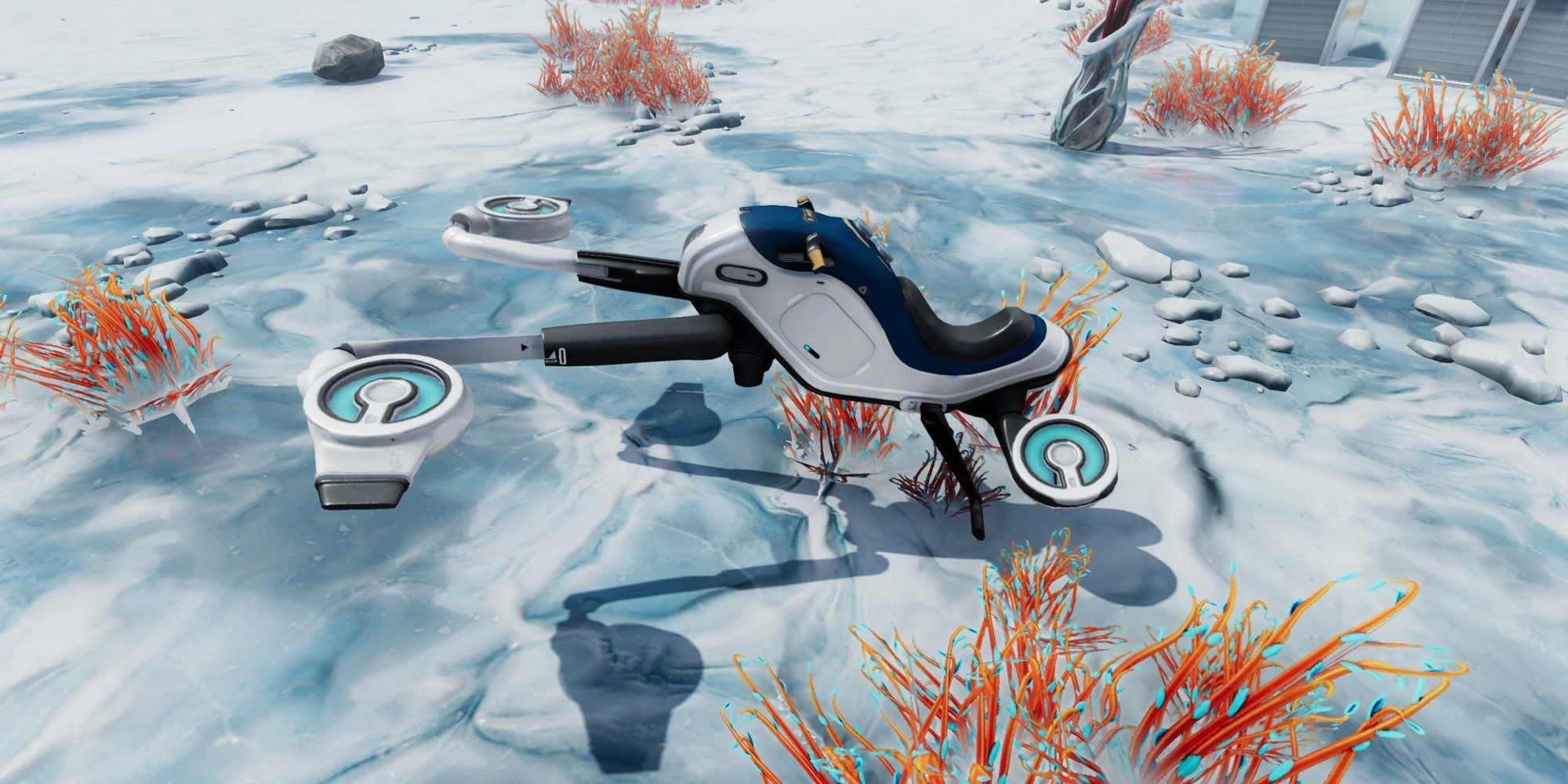 The Snowfox hoverbike in Subnautica: Below Zero
