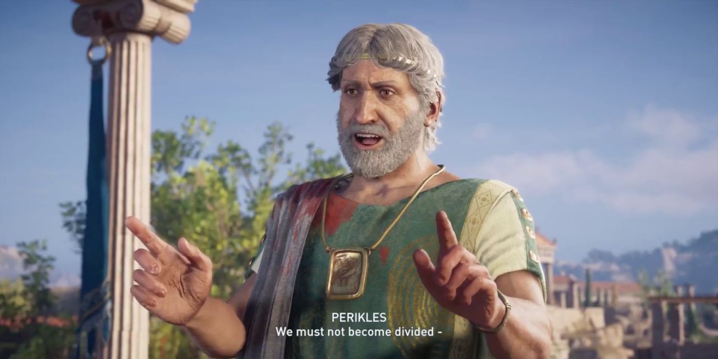 Perikles gives a speech to the Athenian people, urging them to not become divided