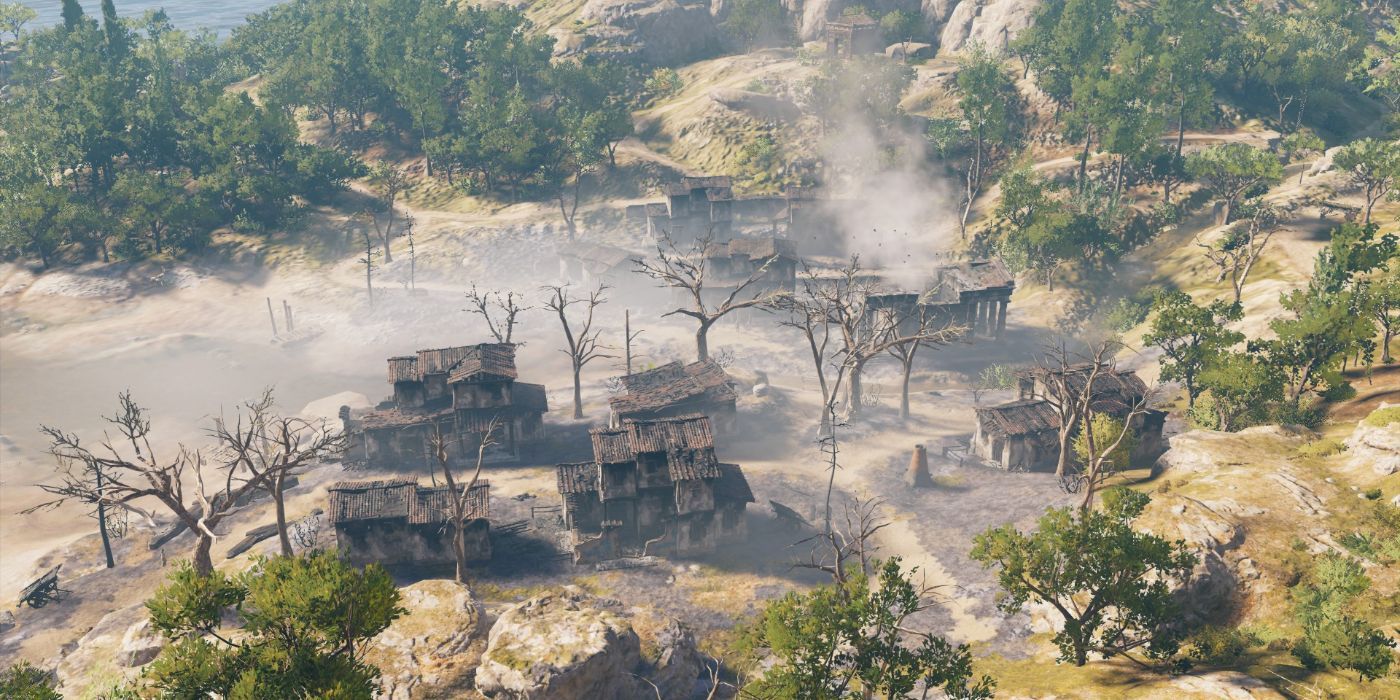 Ariel view of the burned out village of Kausos