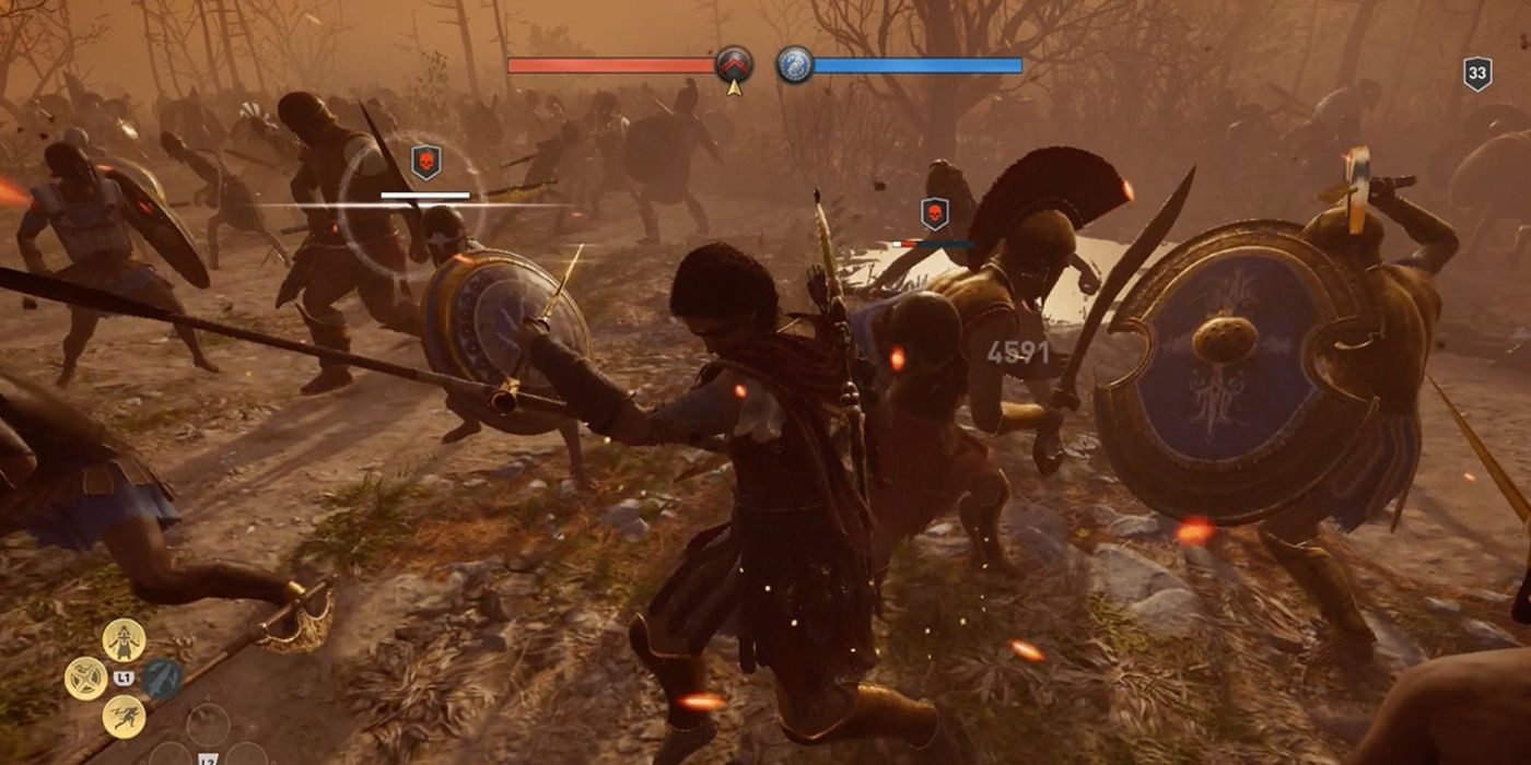 Kassandra fights in the chaotic Battle of Pylos