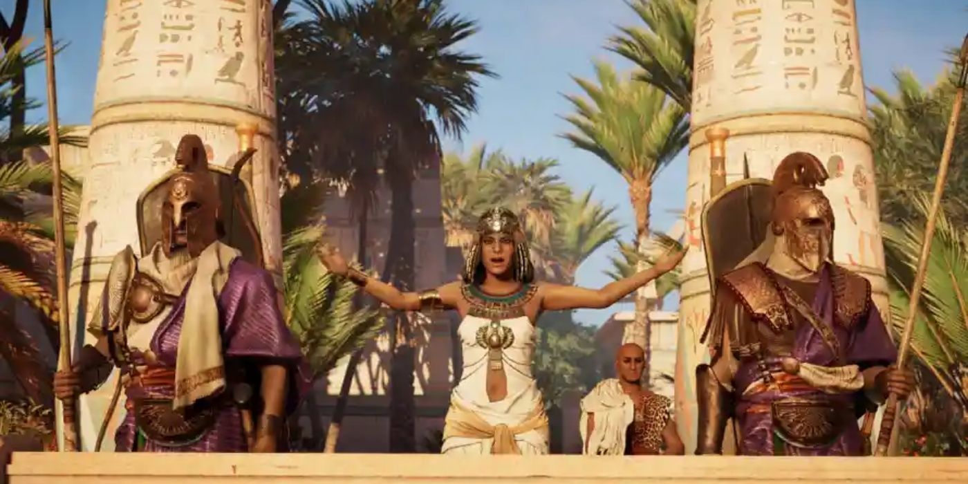 Assassin's Creed Origins Cleopatra with Warriors in Armor instead of linen