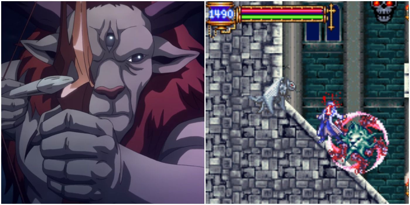 Castlevania-Buer drawing a bow and arrow to attack