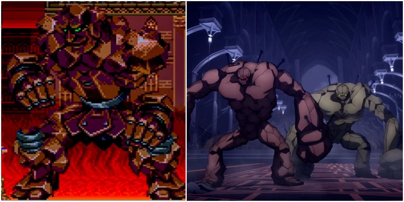 Castlevania-Golems- attacking Dracula's Castle