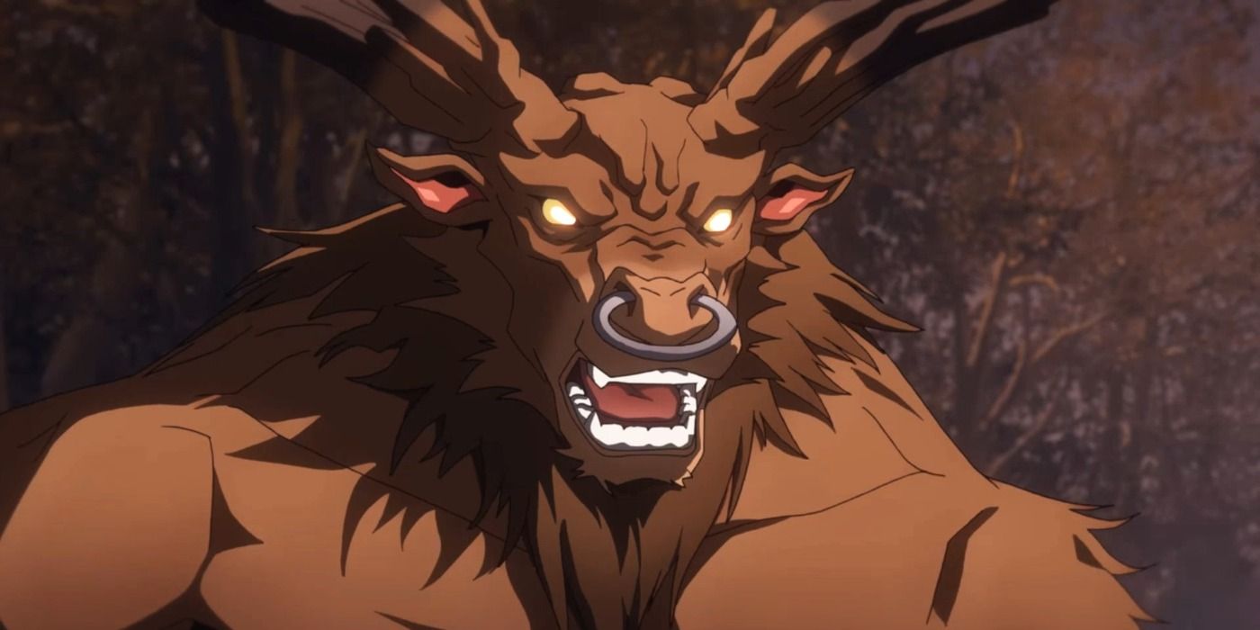 Castlevania-Minotaur attacking Trevor in the Belmont family basement