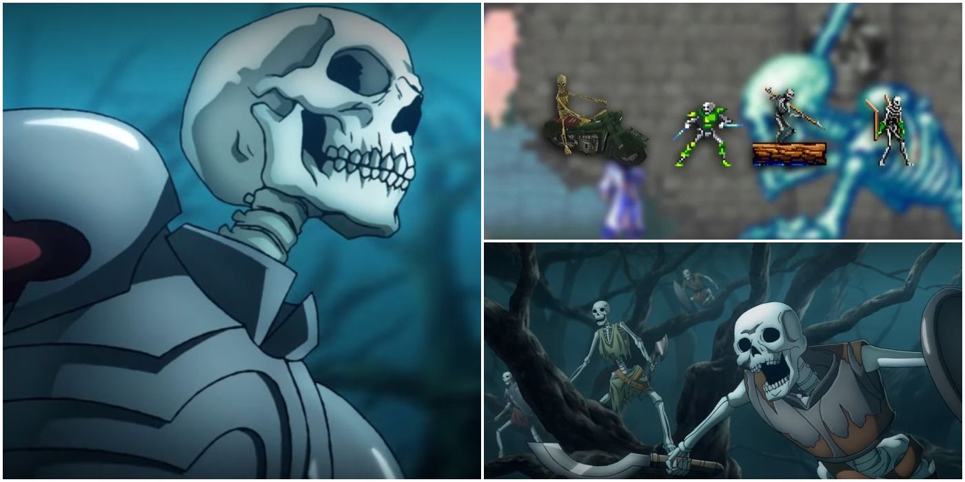 Castlevania-Skeletons hunting Trevor and Sypha in a dark wood