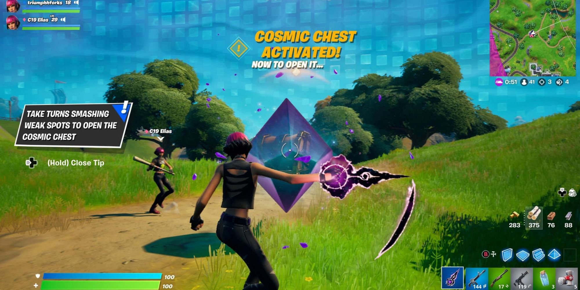 opening a cosmic chest in fortnite