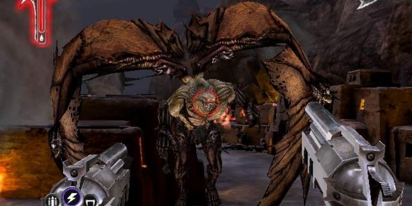 Darkwatch Lazarus Final Boss Fight with Lazarus winged, coming towards you
