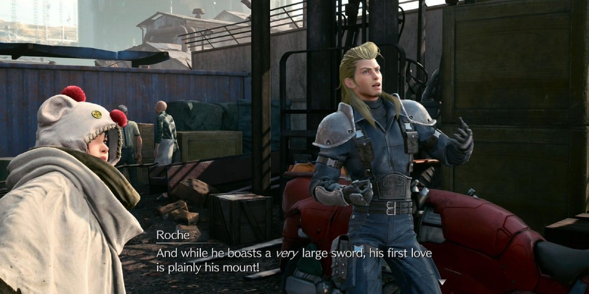 Roche standing next to Yuffie in Final Fantasy 7 Intergrade.