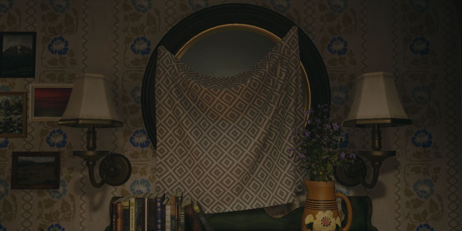 Covered Mirror In Foyer
