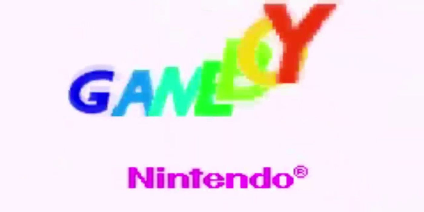 The rainbow letters of the word Gameboy fly in to form the word in the Gameboy Advance start up screen