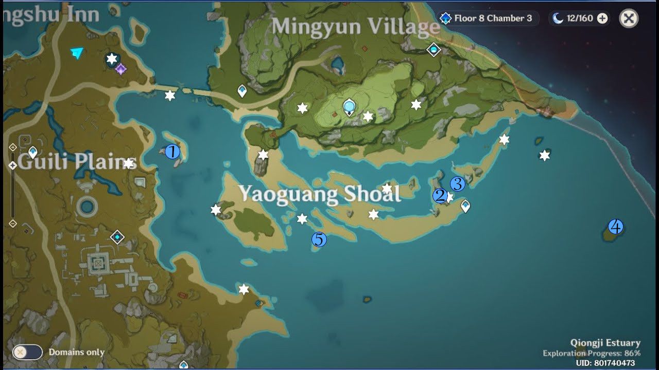 Genshin Impact Geoculus location guide map points Yaoguang Shoal