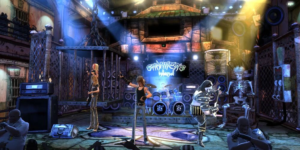 Guitar Hero Band Performing On The Prison Stage