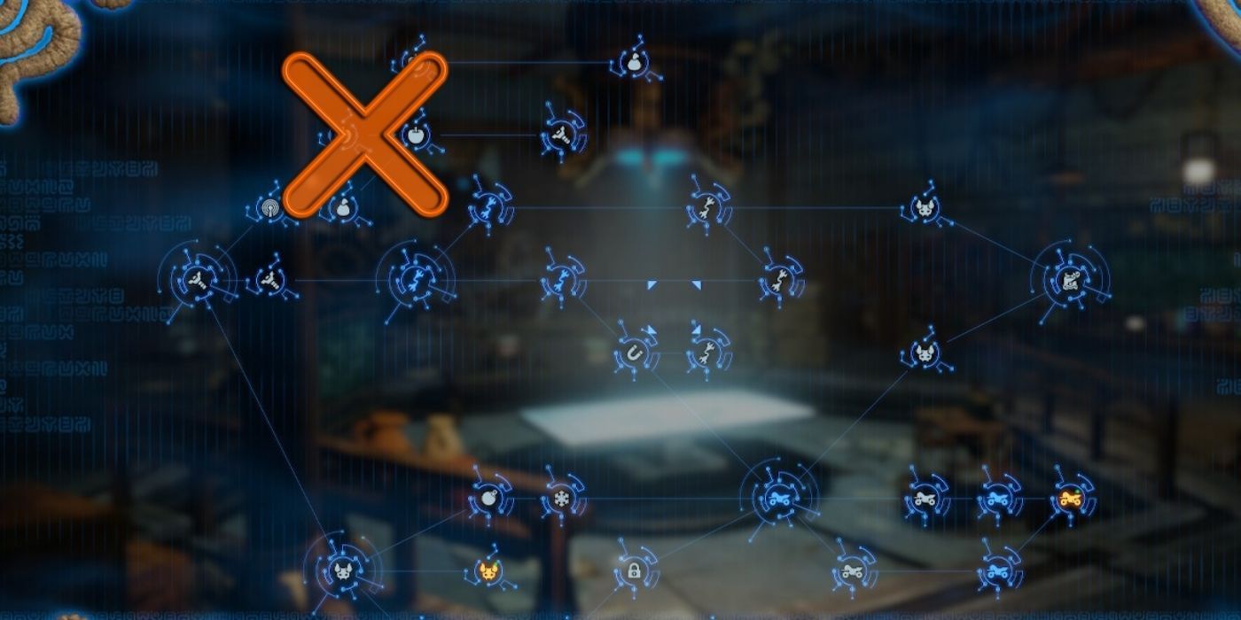 Hyrule Warriors Age of Calamity DLC - Screenshot of the web of challenges at the EX Royal Ancient Lab