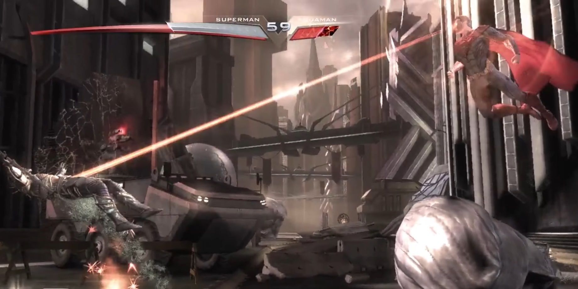 Injustice - Superman uses an enhanced heat vision