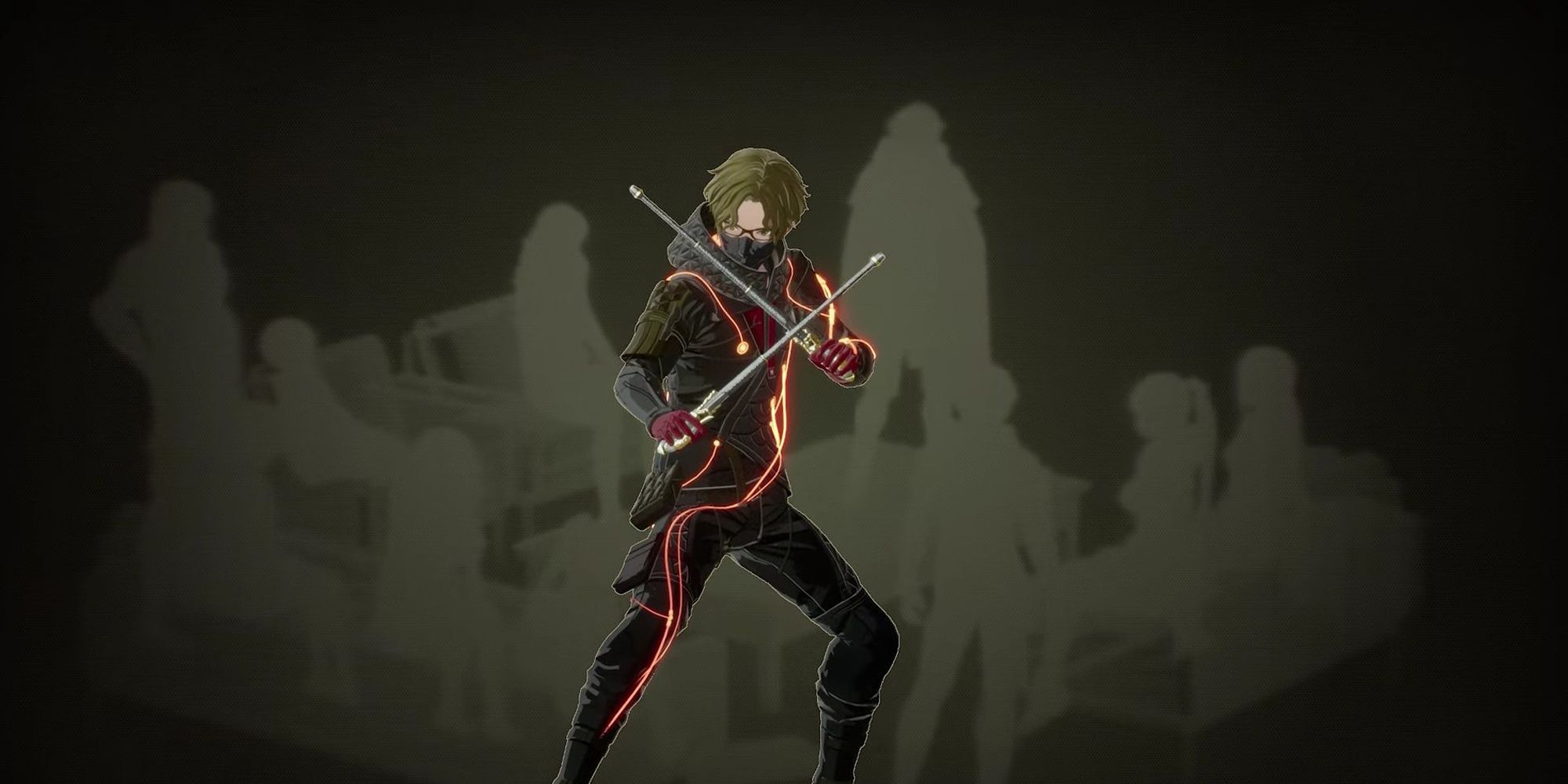 Shiden wielding his special batons Kan'nen in Scarlet Nexus