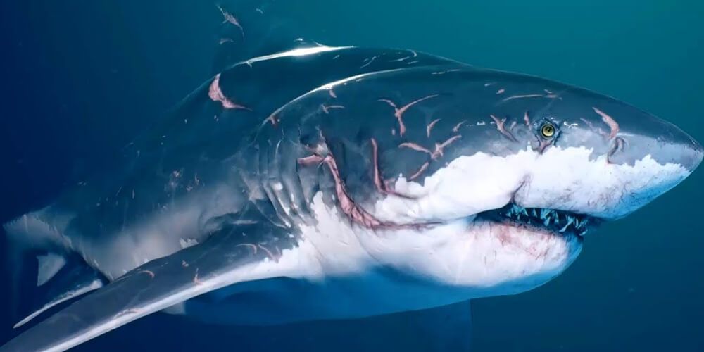 Maneater Shark Scarred Close-Up