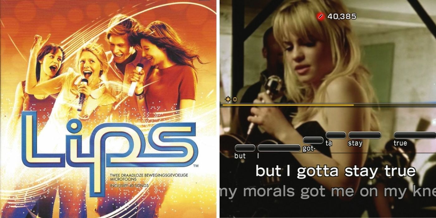 Lips - Split image of Box art on left and gameplay screenshot on right