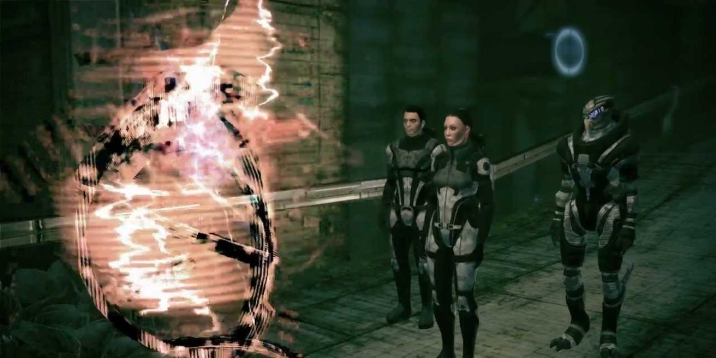 Vigil (left) explains to Shepard what happened to the Protheans and how they can avoid making the same mistakes they did