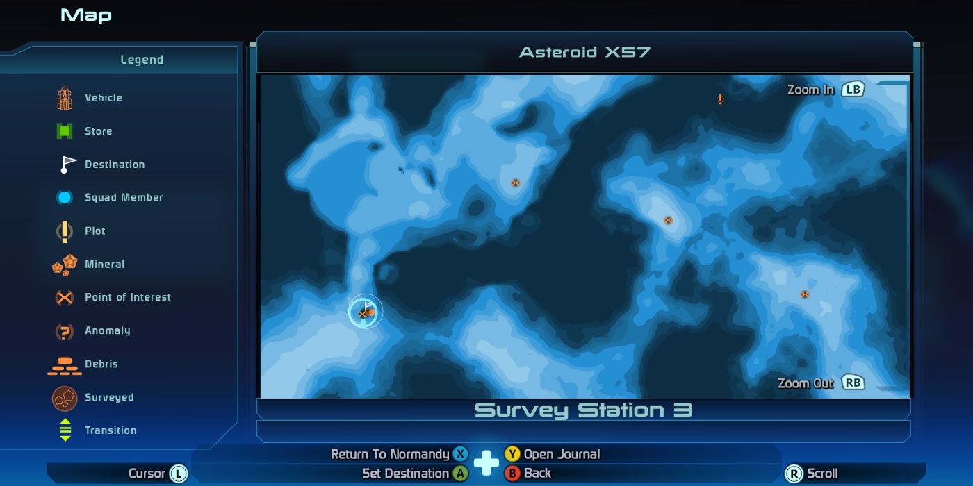 Mass Effect Screenshot Of Map Showing Survey Station 3 Location