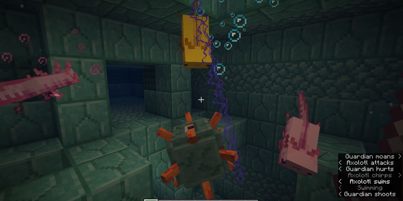 Minecraft Axolotls Fighting Guardian