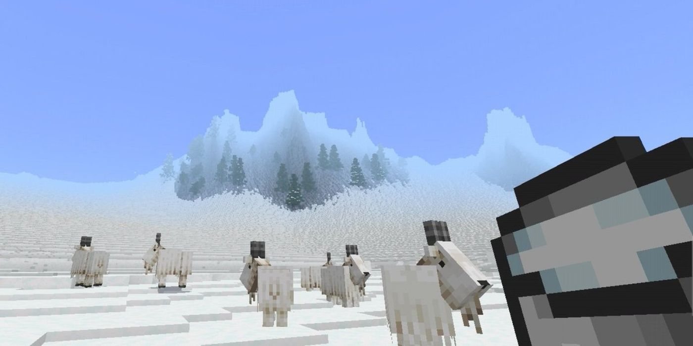 Minecraft player holding goat milk bucket