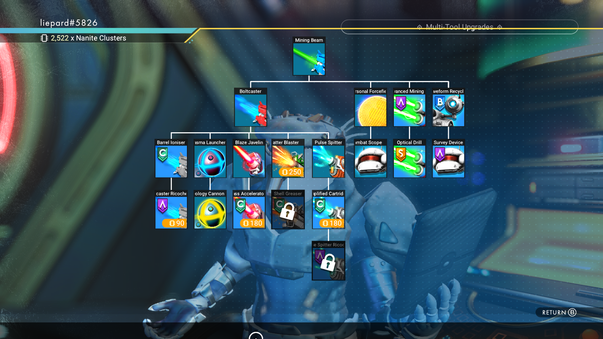 the available multi-tool upgrades aboard the anomaly in no man's sky