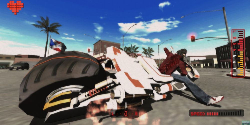 No More Heroes Travis Touchdown Riding Motorcycle