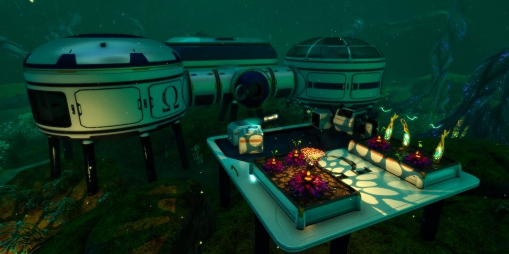 The exterior of the destroyed Omega Lab
