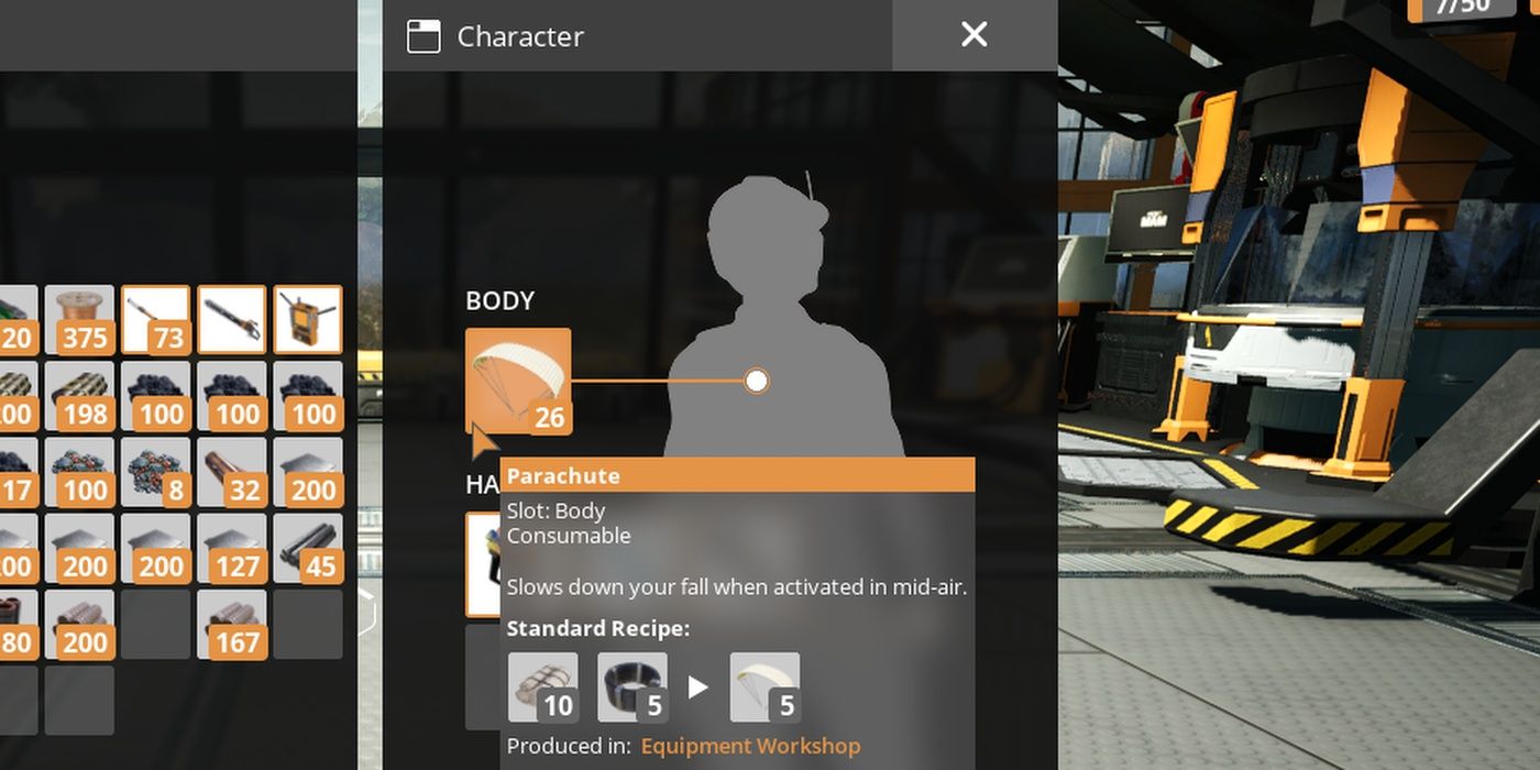 Satisfactory: Parachute In Player Inventory