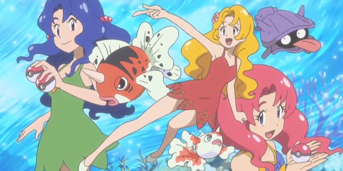 Misty's Sisters posing dramatically in the Pokemon Anime